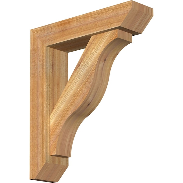 Ekena Millwork Funston Slat Rough Sawn Bracket w/ Offset Brace, Western Red Cedar, 6"W x 24"D x 28"H BKT0604X24X28FST06RWR - main